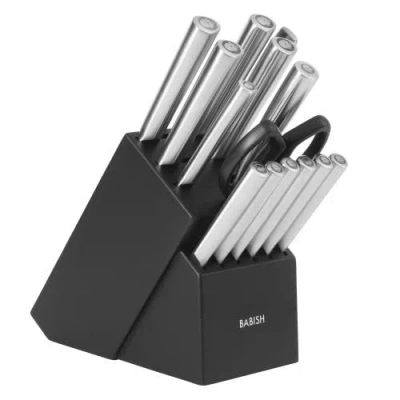 Babish 15-piece High Carbon German Steel Full Tang Forged Knife Block Set In Black