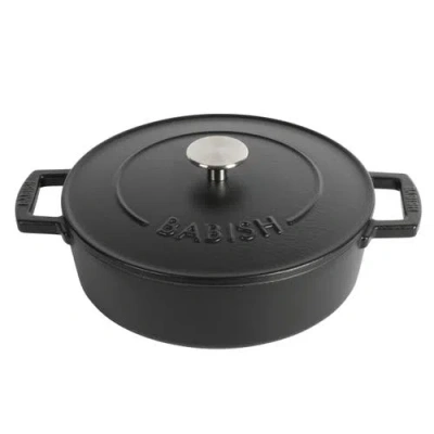 Babish 3 Quart Round Enameled Cast Iron Braiser Self-basting In Black