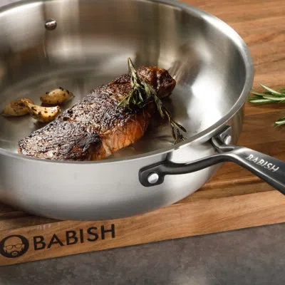 Babish 5 Quart Non-stick Stainless Steel (18/8) Saute Pan With Lid In Silver