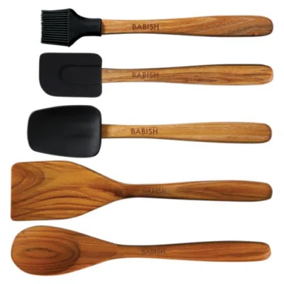 Babish 5pc Wood And Silicone Essential Kitchen Tool Set Brown