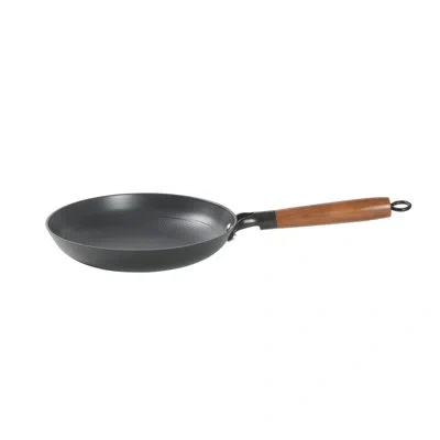 Babish 9.5 Inch Cast Iron Skillet With Wooden Handle, Pre-seasoned Nonstick Pan With Honeycomb Textured Coo In Black