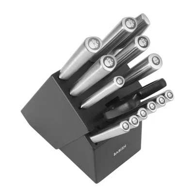 Babish High-carbon 1.4116 German Steel 15 Piece Full Tang Forged Cutlery Kitchen Knife Block Set In Silver