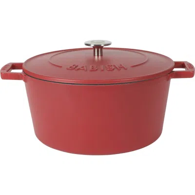 Babish Matte Enamel Round Cast Iron Dutch Oven With Lid In Red