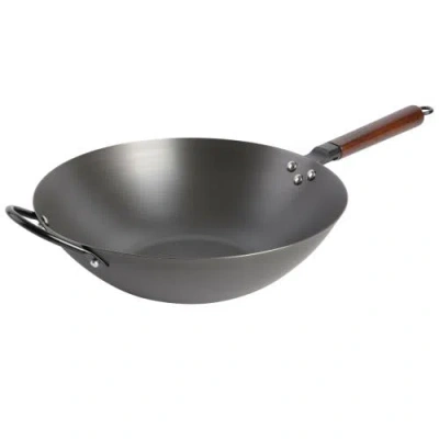 Babish Pre-seasoned Carbon Steel Flat Bottom Wok In Black