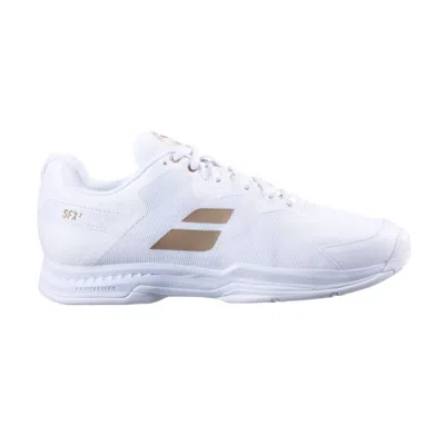 Babolat Women's Sfx3 Wimbledon All Court Shoes In White/gold