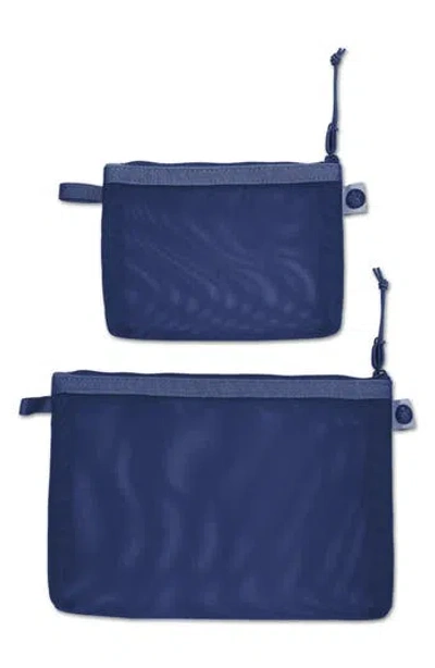 Baboon To The Moon Set Of 2 Monomesh Pouches In Blue