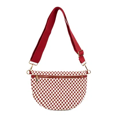 Babs+birdie Women's Fiona Checkered Woven Bum Bag In Burguny In Brown
