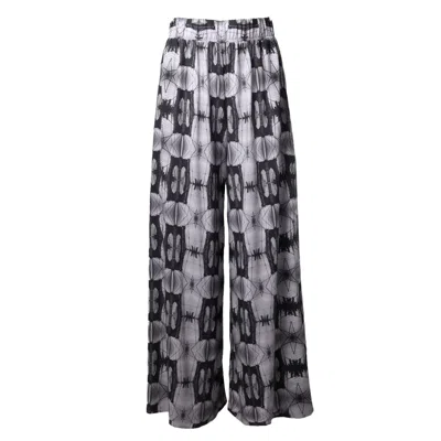 Babs Boutique Nyc Women's Black / White Wide Leg Pant - Brooklyn Bridge Print In Black/white