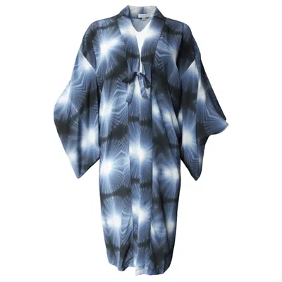 Babs Boutique Nyc Women's Blue Burst Silk Crepe De Chine Kimono