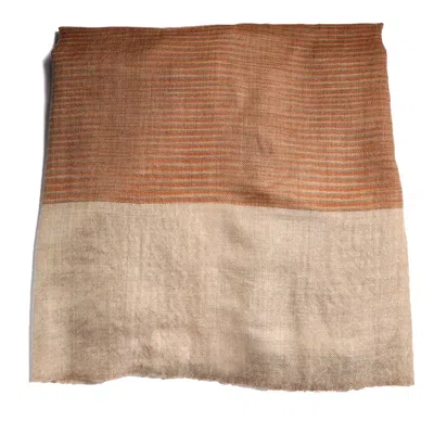 Babs Boutique Nyc Women's Brown / Neutrals / Orange Cashmere Stole - Warm Brown & Orange Tight Stripes In Multi