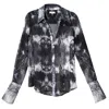 Babs Boutique Nyc Women's Flowy Silk Georgette Blouse - Nature - Black In Black