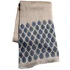 Babs Boutique Nyc Women's Neutrals / Blue Cashmere Hand Block Printed Scarf - Beige With Blue Drop Design In Blue