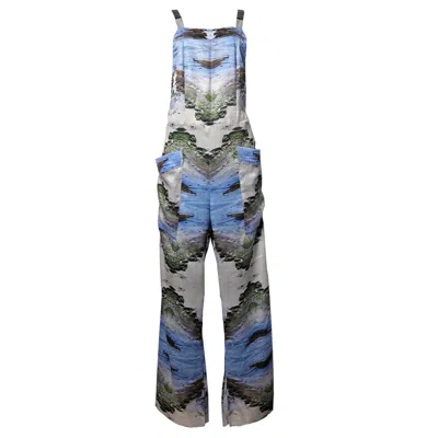 Babs Boutique Nyc Women's Neutrals / Blue / Green Velvet Fever Jumpsuit - Sand, Water, Moss Print