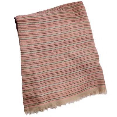 Babs Boutique Nyc Women's Pink / Gold Cashmere Stole With Metallic Thread Stripes - Pink & Gold In Multi