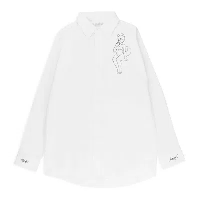 Baby Angel Long Furry Girl Button Down White Blouse
