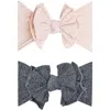 Baby Bling 2-pack Fab-bow-lous Headbands In Petal/stonewash Charcoal