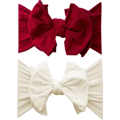 Baby Bling 2-pack Fab-bow-lous Headbands In Ruby/ivory