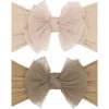 Baby Bling 2-pack Fab-bow-lous® Point D'esprit Tulle Headbands In Blush Latte