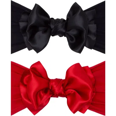 Baby Bling Kids'  2-pack Fab Bow Satin Headbands In Black
