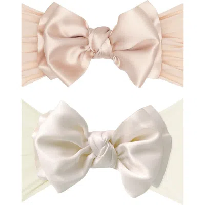 Baby Bling Kids'  2-pack Fab Bow Satin Headbands In Pink