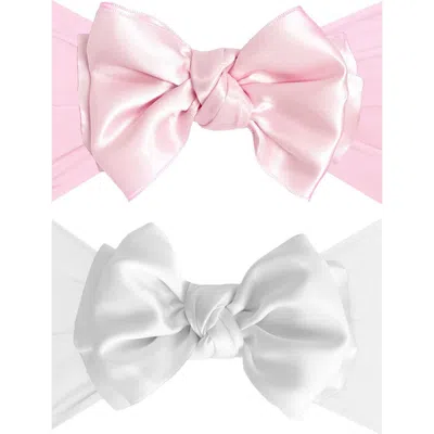 Baby Bling Kids'  2-pack Fab Bow Satin Headbands In Pink