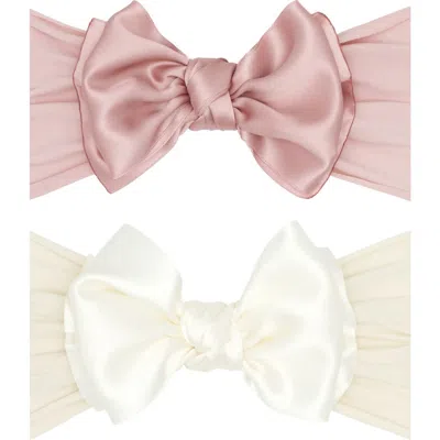 Baby Bling Kids'  2-pack Fab Bow Satin Headbands In Pink