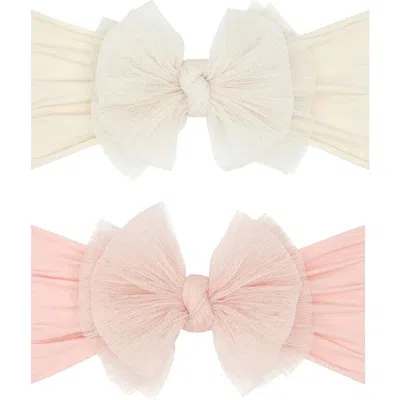 Baby Bling Kids'  2-pack Fab-bow-lous® Point D'esprit Tulle Headbands In White