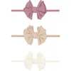 Baby Bling Kids'  3-pack Baby Fab Skinny Bow Headbands In Blush Ivory