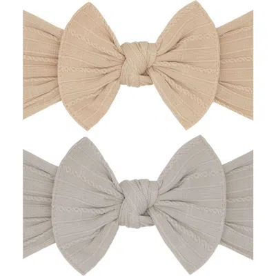 Baby Bling Kids'  Assorted 2-pack Sweater Bow Headbands In Blush Mushroom