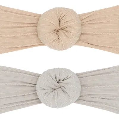 Baby Bling Kids'  Assorted 2-pack Sweater Bun Headbands In Blush Mushroom