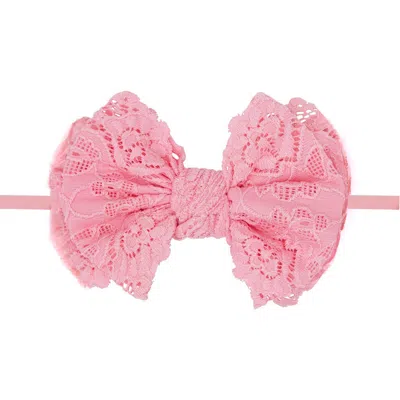 Baby Bling Kids'  Fab Lace Skinny Bow Headband In Pink