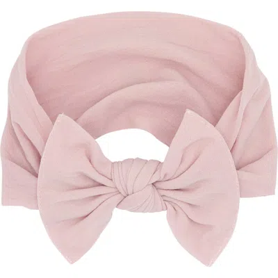 Baby Bling Knotted Bow Headband In Antique Pink