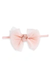 Baby Bling Tulle Fab Bow Headband In Pleated Rose Quartz