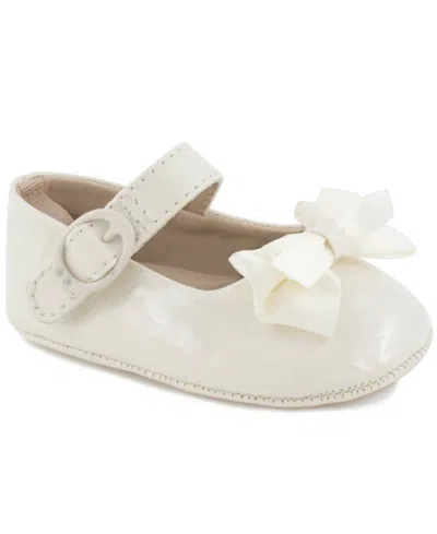 Baby Deer Baby Girl Patent Skimmer With Fancy Bow And Strap In White