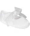 Baby Deer Baby Girl Shantung Ballet Skimmer With Sheer Ribbon Tie In White