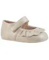 Baby Deer Baby Girl Shimmer Pu Mary Jane With Pleated Scallop Overlay In Ivory