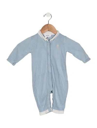 Pre-owned Baby Dior Babies' Embroidered Long Sleeve Knit Onesie In Blue