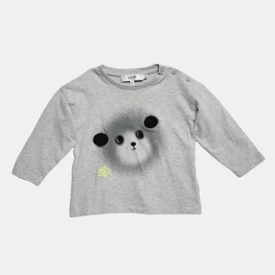Pre-owned Baby Dior Grey Bear Print Cotton Long Sleeve T-shirt 12 M