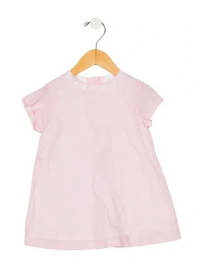 Pre-owned Baby Dior Babies' Infant Girls Glitter Embellished Button Closure Dress In Pink