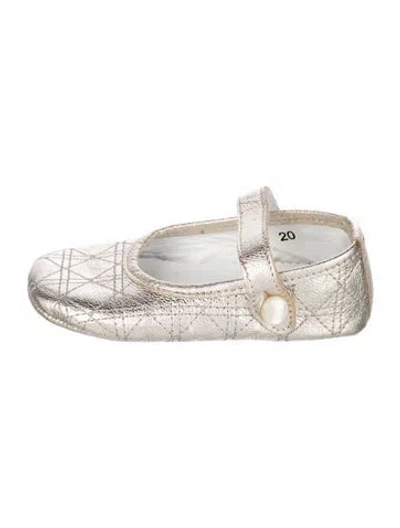 Pre-owned Baby Dior Babies' Leather Ballet Flat In Gold/metallic
