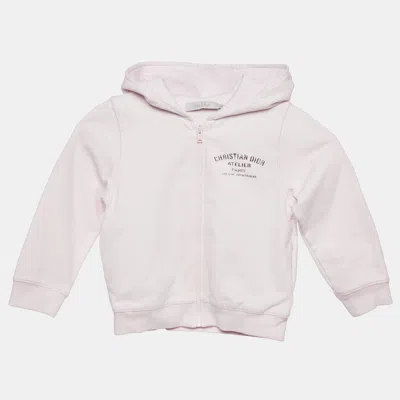 Pre-owned Baby Dior Pink Logo Print Cotton Zip-up Hooded Jacket 36 M