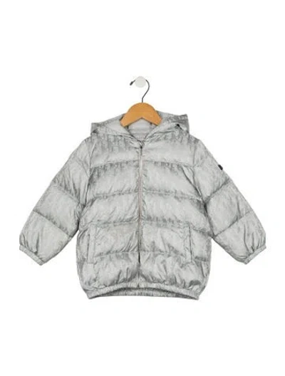 Pre-owned Baby Dior Babies' Toddler Girls Pattern Puffer Jacket In Grey