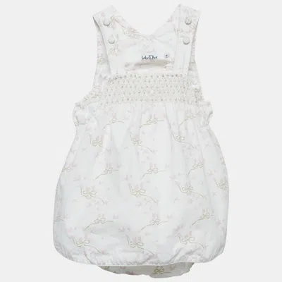 Pre-owned Baby Dior Whit/pink Floral Print Cotton Layered Onesie 6m In White