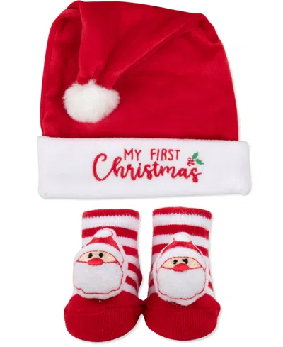 Baby Essentials Baby 2-piece My First Christmas Santa Hat Rattle Sock Set In Red