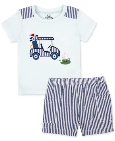 Baby Essentials Baby Boys 2-pc. Golf Cart Shirt & Shorts Set In Navy