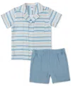 Baby Essentials Baby Boys 2-pc. Striped Shirt & Shorts Set In Blue