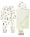 Baby Essentials Baby Boys 4-piece Safari Coverall And Blanket Set In Green