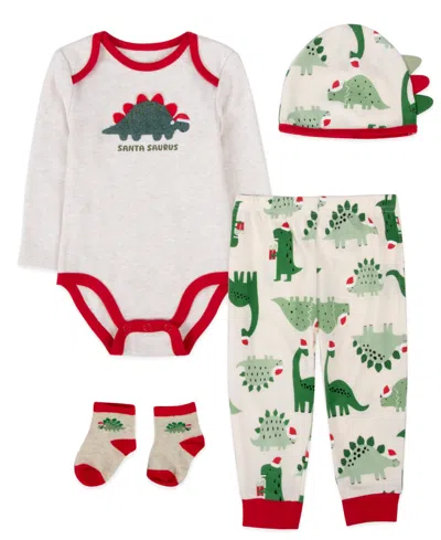 Baby Essentials Baby Boys 4-piece Santa Saurus Layette Set In Multi