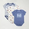 Baby Essentials Baby Boys Crew Neck Short Sleeve 3-pc. Bodysuit In Blue
