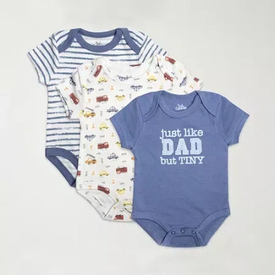 Baby Essentials Baby Boys Crew Neck Short Sleeve 3-pc. Bodysuit In Blue